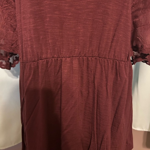 Torrid Knit Crew Neck Lace Dolman Sleeve Babydoll Top - Picture 3 of 7